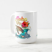 50th Fifty Birthday Tropical Ocean Beach Theme Kaffeetasse (Vorderseite Links)