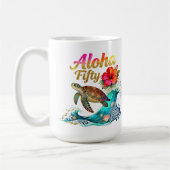 50th Fifty Birthday Tropical Ocean Beach Theme Kaffeetasse (Links)