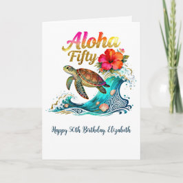 50th Fifty Birthday Tropical Ocean Beach Theme Karte
