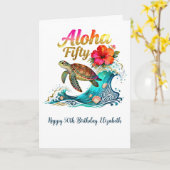 50th Fifty Birthday Tropical Ocean Beach Theme Karte (Gelbe Blume)