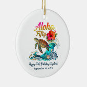 50th Fifty Birthday Tropical Ocean Beach Theme Keramik Ornament (Rechts)