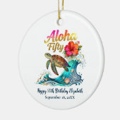 50th Fifty Birthday Tropical Ocean Beach Theme Keramik Ornament (Links)