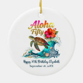 50th Fifty Birthday Tropical Ocean Beach Theme Keramik Ornament (Hinten)