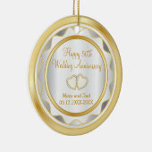 50th Gold and White Wedding Anniversary Keramikornament (Rechts)