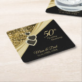 50th Gold Glitter Anniversary Rechteckiger Pappuntersetzer (angewinkelt)