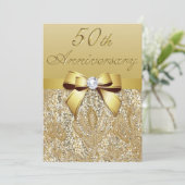50th Gold Wedding Anniversary Imitate Sequins und Einladung (Stehend Vorderseite)