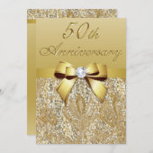 50th Gold Wedding Anniversary Imitate Sequins und  Einladung (Vorne/Hinten)