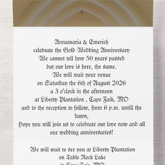 50th gold wedding anniversary invitation   all in one einladung (Innen Oben)