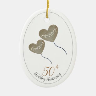 50th Golden Wedding Anniversary husband & wife Keramik Ornament