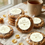 50th Golden Wedding Anniversary Runder Aufkleber<br><div class="desc">Celebrate a half-century of love with these elegant, personalized anniversary stickers. Featuring a shimmering gold-effect script and a delicate rose-filled heart, these round stickers are the perfect finishing touch for your 50th-anniversary celebration. The design displays "50th Anniversary" in a sophisticated font, beautifully balanced with the couple's names and the milestone...</div>