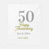 50th happy anniversary name date silver gold date  fleecedecke (Vorderseite)
