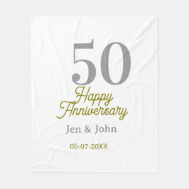 50th happy anniversary name date silver gold date  fleecedecke