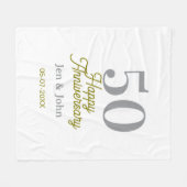 50th happy anniversary name date silver gold date fleecedecke (Vorderseite (Horizontal))