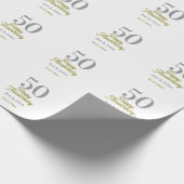 50th happy anniversary name date silver gold date geschenkpapier (Ecke)