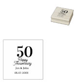50th happy anniversary name date silver gold date gummistempel (Stempel)