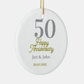 50th happy anniversary name date silver gold date keramik ornament (Rechts)
