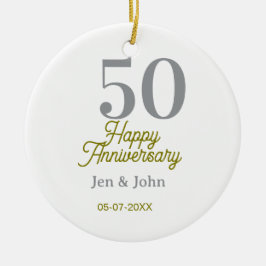 50th happy anniversary name date silver gold date  keramik ornament