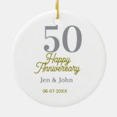 50th happy anniversary name date silver gold date keramik ornament (Hinten)