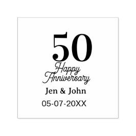 50th happy anniversary name date silver gold date  permastempel