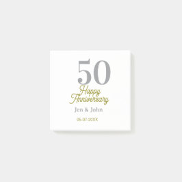 50th happy anniversary name date silver gold date  post-it klebezettel