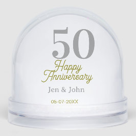 50th happy anniversary name date silver gold date  schneekugeln