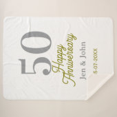 50th happy anniversary name date silver gold date sherpadecke (Vorderseite (Horizontal))