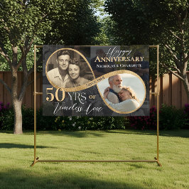 50th Happy Anniversary Then & Now Gold Infinity Banner