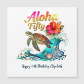 50th Magnetic Birthday Card Tropical Ocean Beach  Magnetkarte (Vorderseite)