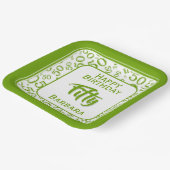 50th Party Random Number Pattern Green/White Pappteller (Gewinkelt)