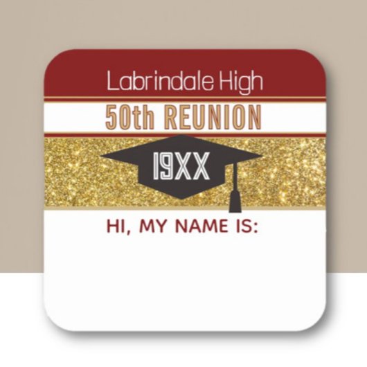 50th Reunion! Customized Name tag Sticker