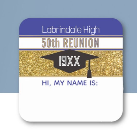 50th Reunion! Customized Name tag Sticker