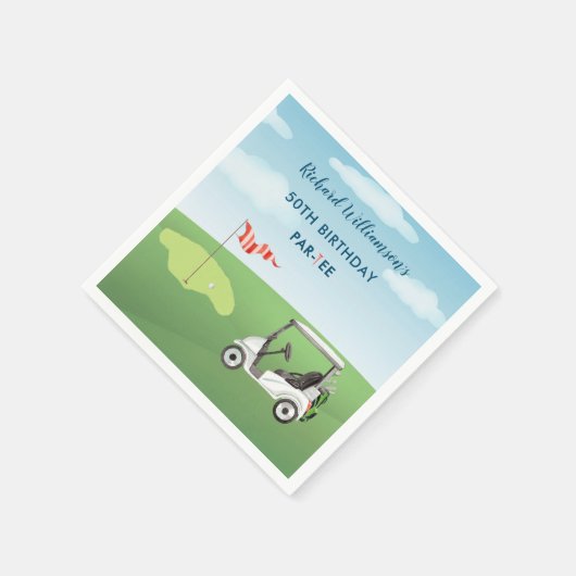 50th Surprise Birthday Party Men's Golf Theme Serviette (Ecke)