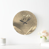 50th Wedding Anniversary 1970 2020 Faux Gold Große Wanduhr (Zuhause)