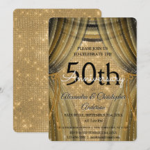 50th Wedding Anniversary Black and Gold Sparkle