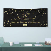 50th Wedding Anniversary Black mit Gold Hearts Banner (Messe)