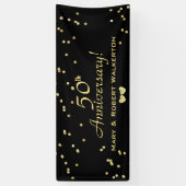 50th Wedding Anniversary Black mit Gold Hearts Banner (Vertikal)