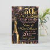 50th Wedding Anniversary Bubbly Celebration Einladung (Stehend Vorderseite)