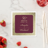 50th Wedding Anniversary Burgundy Gold Glitter  Serviette (Beispiel)
