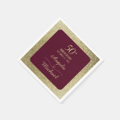 50th Wedding Anniversary Burgundy Gold Glitter  Serviette (Ecke)
