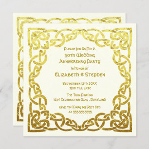 50th Wedding Anniversary Faux Gold Celtic Knot Einladung