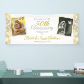 50th Wedding Anniversary Gold Bokeh Photo Welcome Banner (Messe)