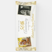 50th Wedding Anniversary Gold Bokeh Photo Welcome Banner (Vertikal)