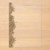 50th Wedding Anniversary Gold Faux Glitter  Acryleinladungen (Vorderseite)