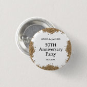 50th Wedding Anniversary Gold Faux Glitter Button (Vorne & Hinten)