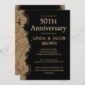 50th Wedding Anniversary Gold Faux Glitter Einladung (Vorne/Hinten)