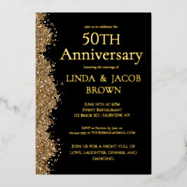 50th Wedding Anniversary Gold Faux Glitter  Folieneinladung