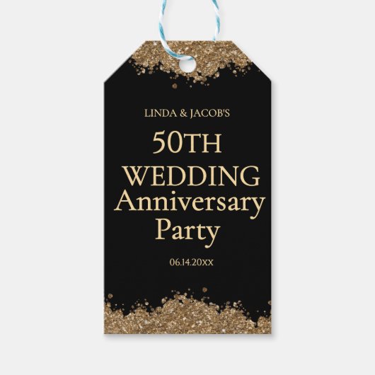 50th Wedding Anniversary Gold Faux Glitter  Geschenkanhänger (Vorderseite)