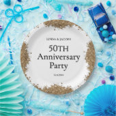 50th Wedding Anniversary Gold Faux Glitter  Pappteller (Party)
