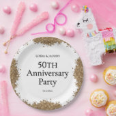 50th Wedding Anniversary Gold Faux Glitter  Pappteller (Party)