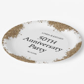 50th Wedding Anniversary Gold Faux Glitter  Pappteller (Schrägansicht)
